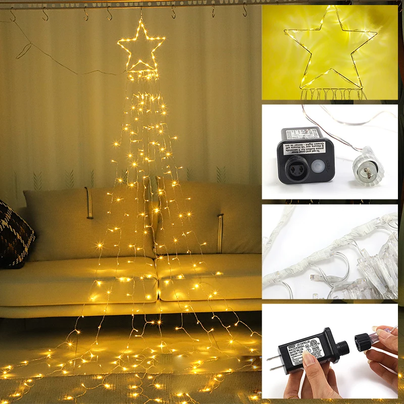 

LED Solar Lights String Christmas Garland Wedding Garden Decoration Outdoor Holiday Light EU/US Plug Waterproof Fairy Lamp