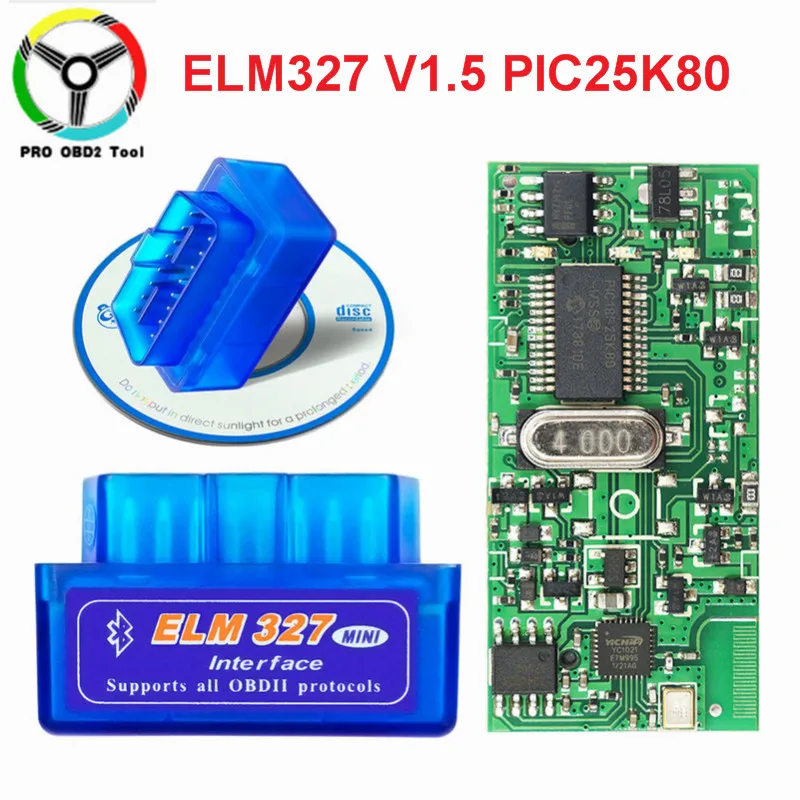 Супер Мини ELM327 V1.5 Диагностический сканер PIC18F25K80 чип 12 языков работает мульти-автомобили ELM 327 OBD2 CAN-BUS диагностический инструмент