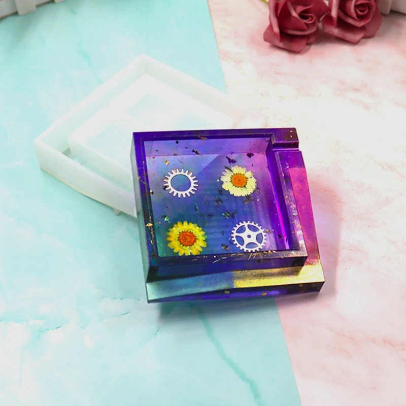 

R58E Round/Square Ladder Ashtray Mold is Suitable for Epoxy Resin Diy Craft Box Jewelry Making Home Decoration