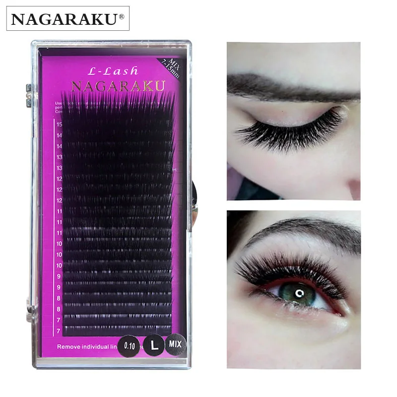 NAGARAKU L curl 7 ~ 15 мм MIX норковые ресницы для наращивания Индивидуальные накладные premium