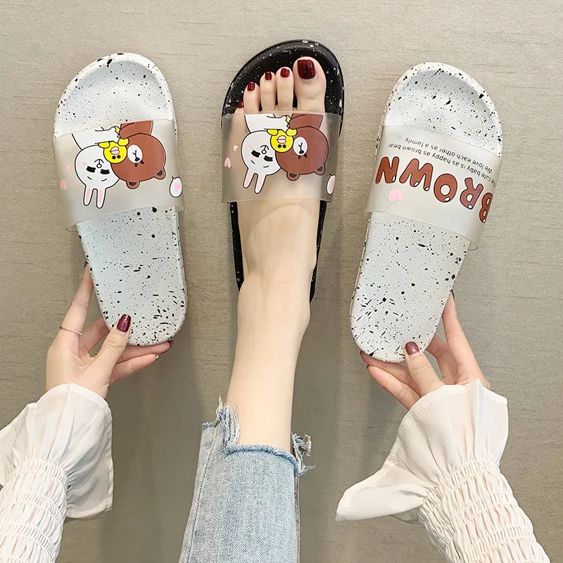 Женские тапочки домашние с милым медведем из мультфильма Летние сандалии