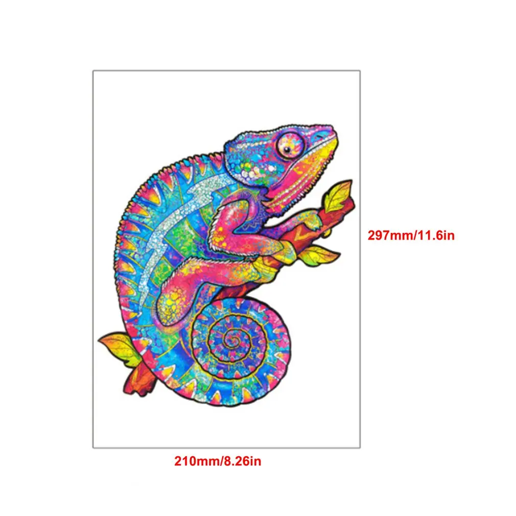

Alien Lizard Wooden Puzzle Irregular Animal Jigsaw Puzzle Holiday Gifts Improve Concentration Children Adults Toy