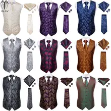 Hi tie colete masculino de seda, slim fit, lenço, abotoaduras, conjunto preto, vermelho, azul, dourado, bege, sem mangas, colete de cintura (3)