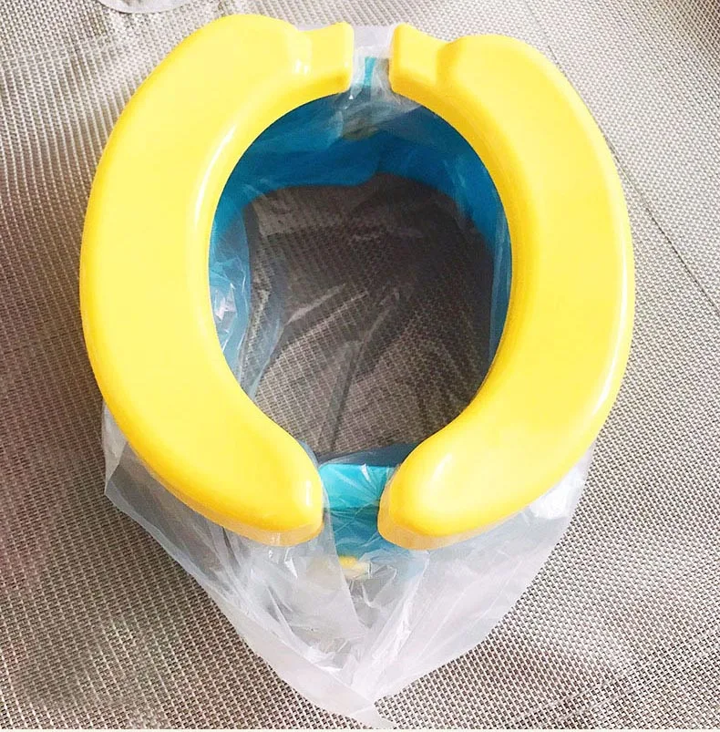 Yellow blue Пластиковый складной милый банан детский дорожный горшок с 20 шт. мочеприёмники Ведерко для мусора портативный детский туалет пляж Кемпинг WC - Цвет: Yellow blue