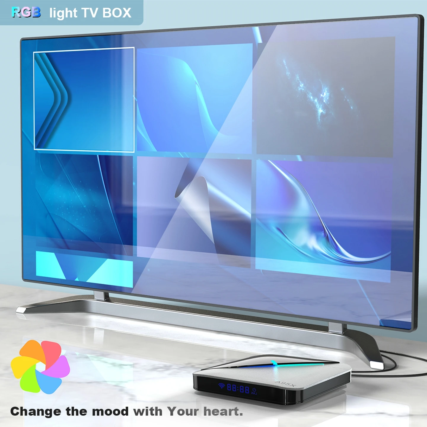 LEMADO A95XF3 ТВ приставка Android 9,0 Amlogic S905X3 4 Гб 64 Гб 4 к HD Netflix Google голосовой помощник Смарт RGB светильник Android tv Box 8K