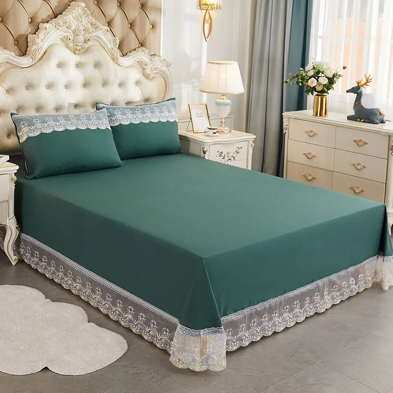 

Комплект постельного белья из 3 предметов, однотонное кружево, пылезащитное, 1 простыня + 2 наволочки, Нескользящие, размер King/Queen J8261