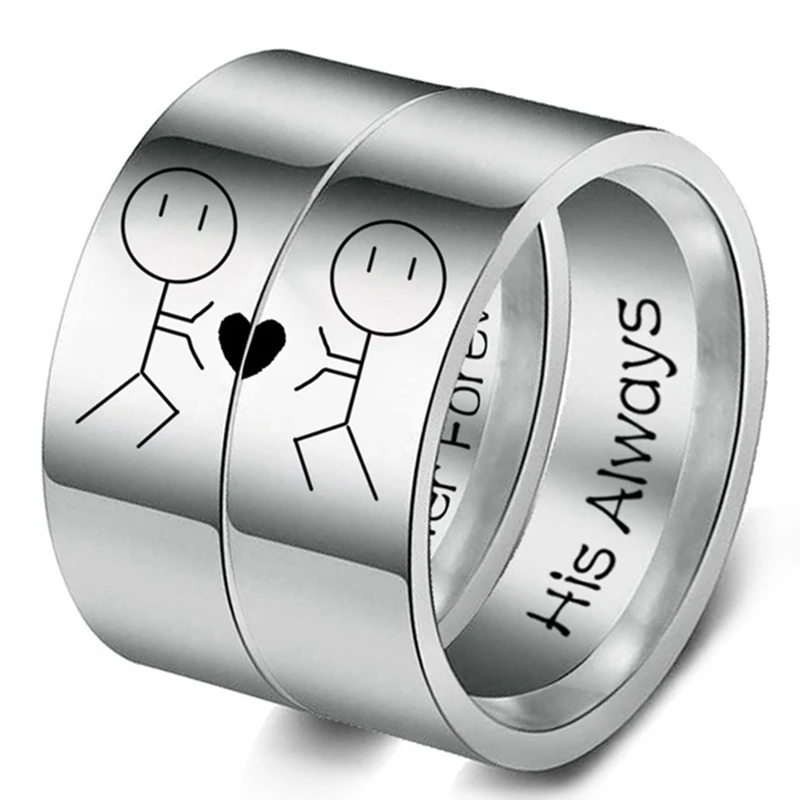 Его всегда ее пара навечно кольца из нержавеющей стали мультфильм фигура