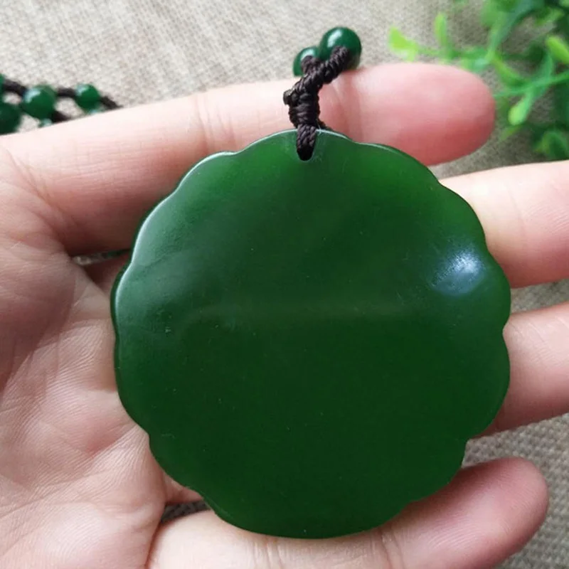 Women Necklace Pendant Green White Nephrite Jade Carved Peacock Open Screen Gift for Female Fashion Jewelry | Украшения и