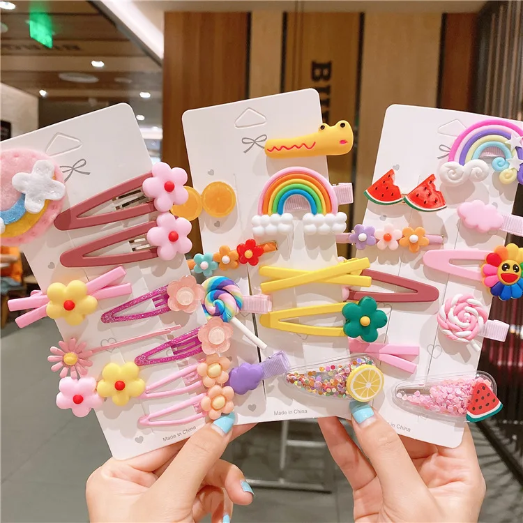 

6 pcs of Children's Hair Accessories Toddler for Girls Fashion Hairpin Headdress, Korean Fruit Card Paper Set