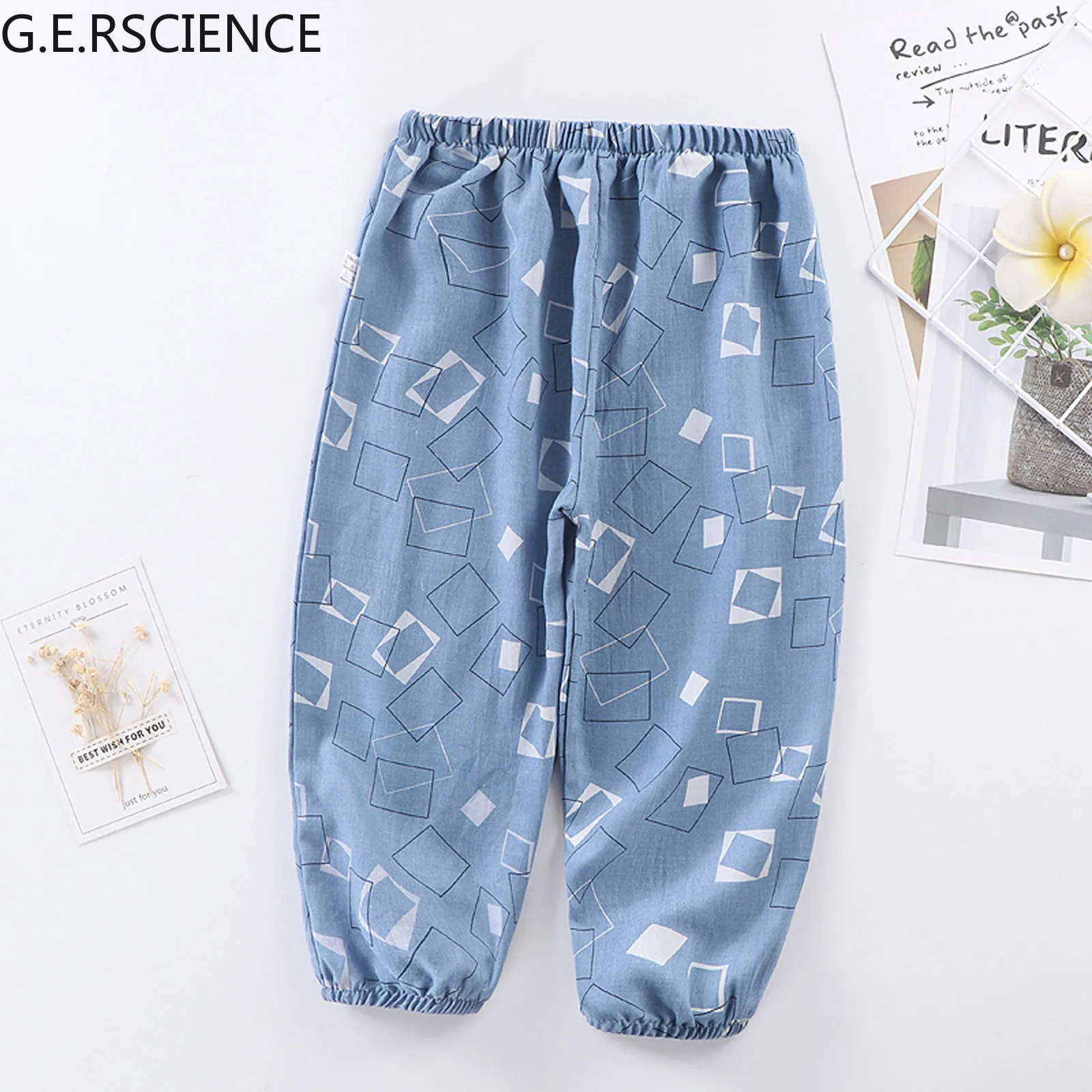 

2021New Born Baby Boys Girls Pants Trousers Cartoon Print Anti-mosquito Summer Breathable Pants Kids Loose Pants