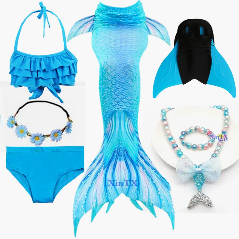 Детский купальный костюм с хвостом Русалочки для девочек косплей пляжное платье