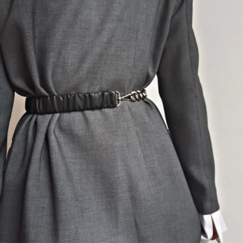 XITAO Wrinkles Patchwork Chains Cummerbunds Women Metal Tide Fashion New Style Match All Personality Elegant Cummerbunds ZY5012
