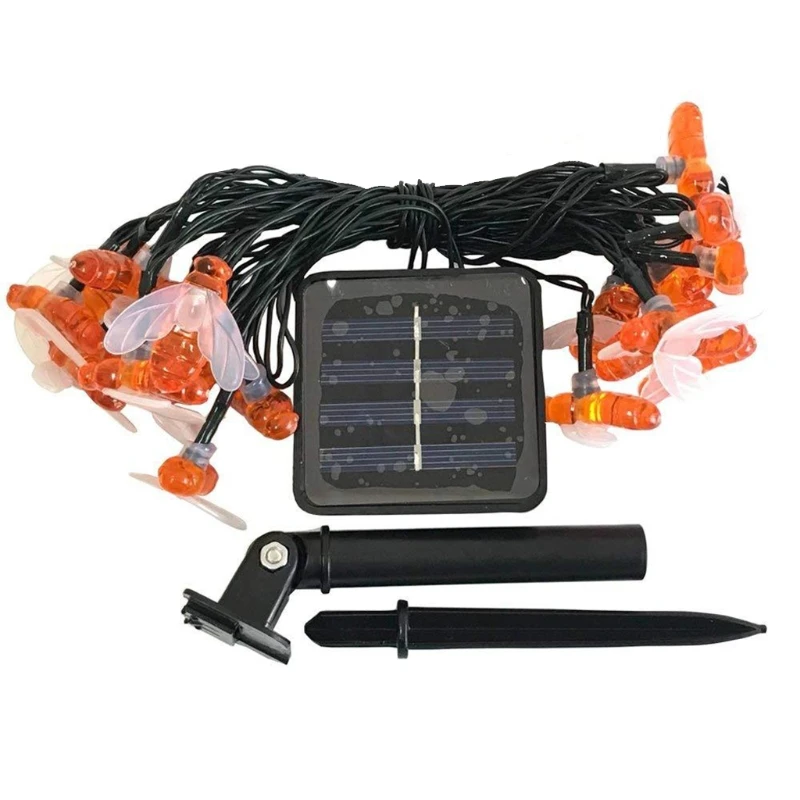 

L9BE Solar String Light 20 LED Cute Bee Lights Fairy Decoration Light Outdoor Waterproof for Wedding Home Gardens Patio Party
