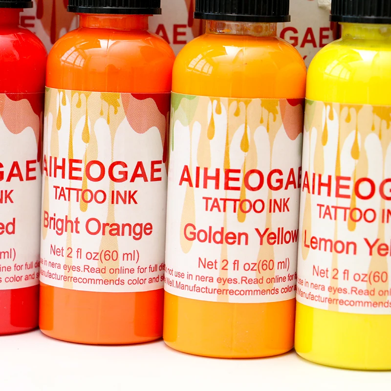Professional Tattoo Ink Pigment Body Art Tattoo Ink KitsBeauty Paints Makeup Tattoo Supplies Semi-permanent Makeup Eyebrow 60ml