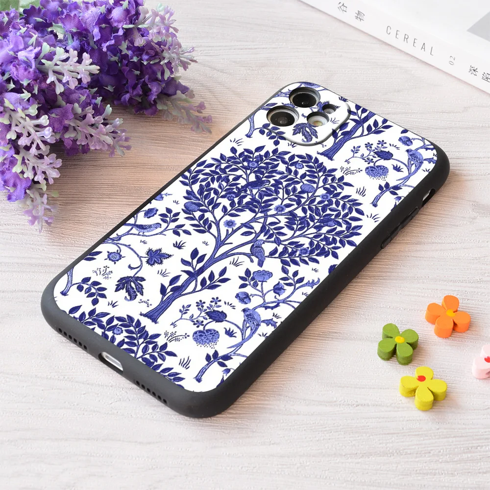 

For iPhone William Morris Tree Of Life Cobalt Blue Print Soft Matt Apple Case