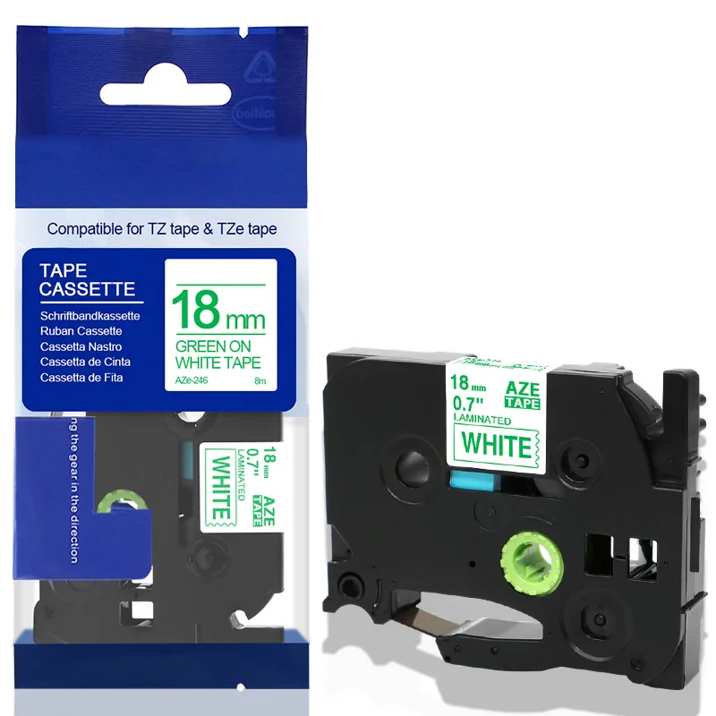 Green on White Fimax совместимый с Brother P-touch принтер этикеток TZe-241 TZ-241 18 мм* 8 m черным по белому Tze241 для Brother P-touch принтеры этикеток - Цвет: Green on White