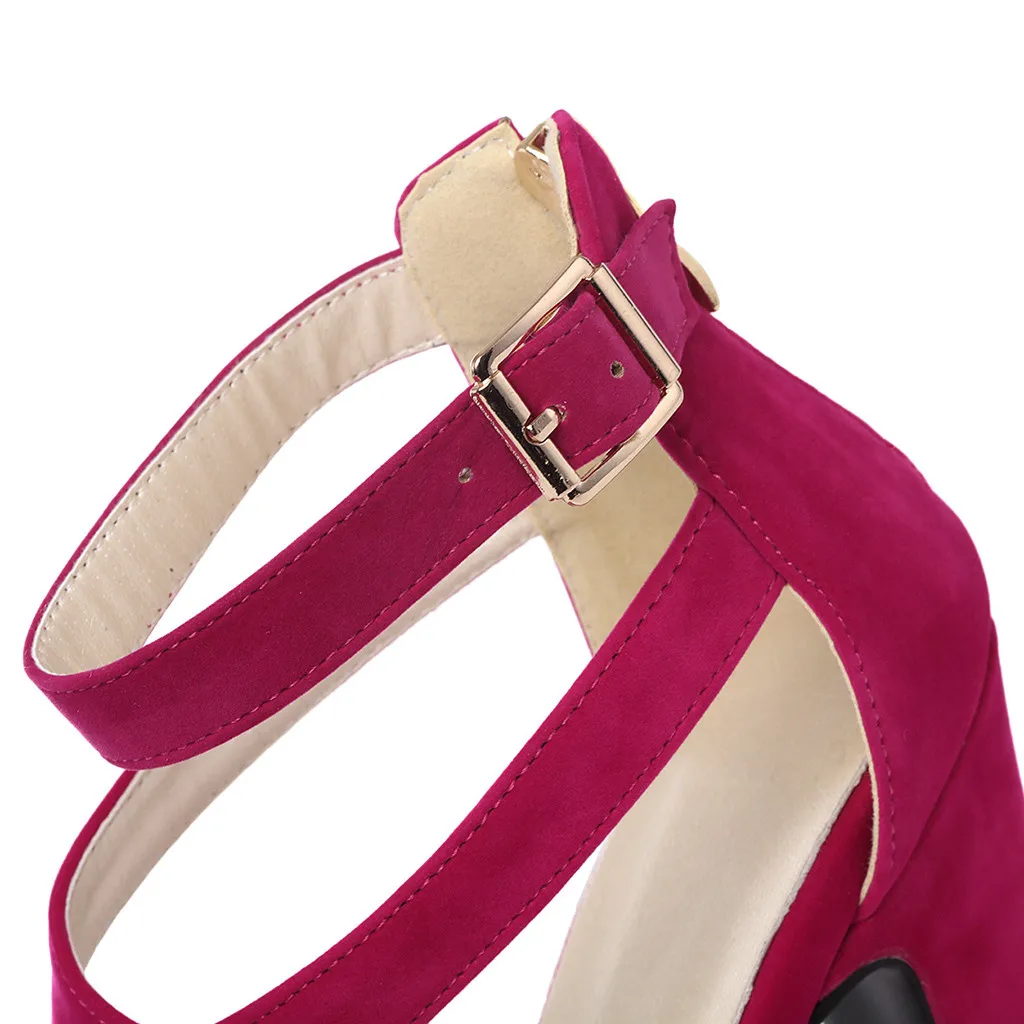 

High Heels Sandals Women Sexy Dance Party Peep Toe Large Size 35- 43 Thick Heel Shoes Ladies Elegant Ankle Strap Sandals