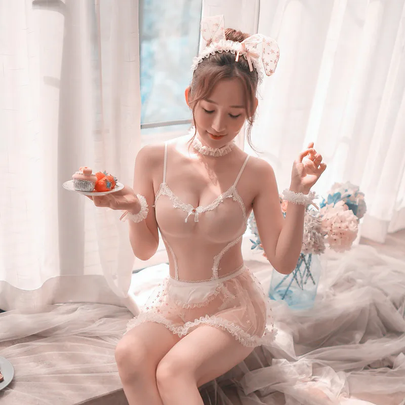 Шифоновый бюстгальтер на бретельках Kawaii открытый бюст топ бондаж клетка для тела