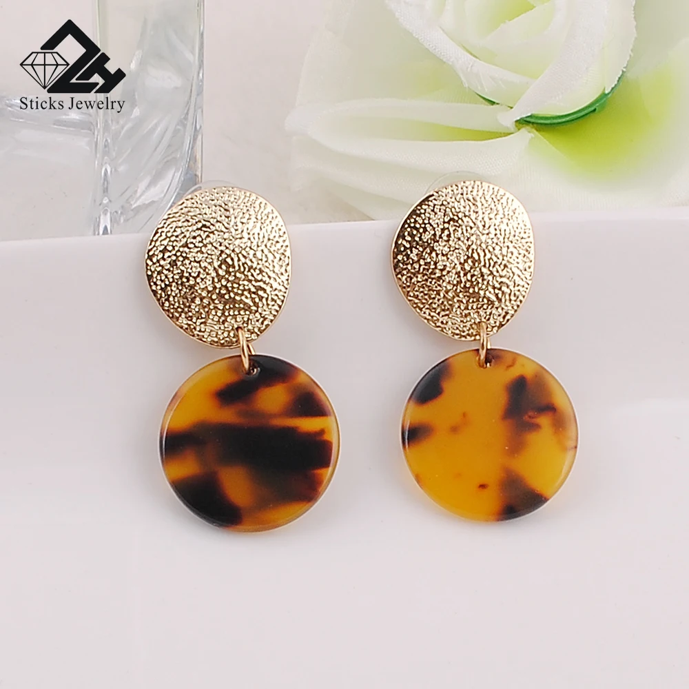 Женские Геометрические круглые ацетатные серьги из акриловой смолы | Украшения и