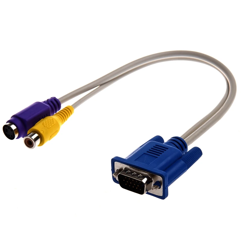 Горячий 3C-TV-out VGA к S-видео/RCA Кабельный адаптер | Электроника