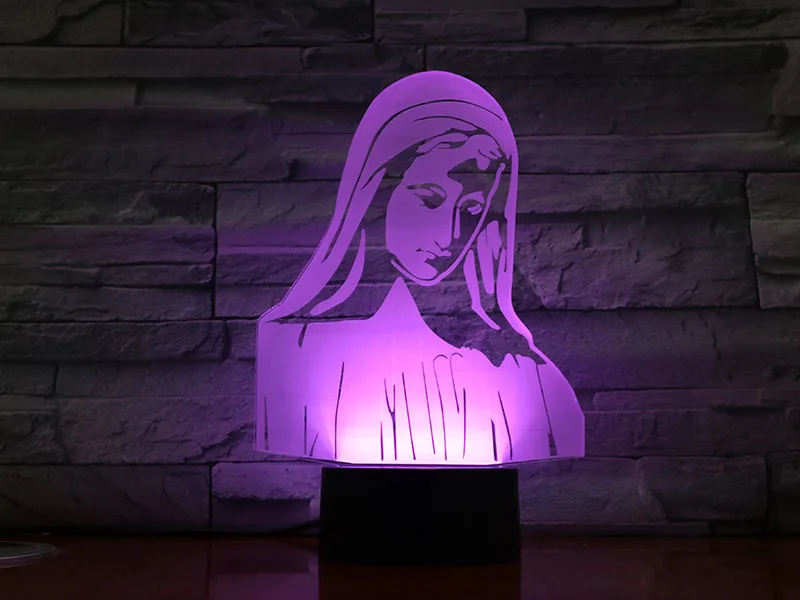 VCity 3D лампа ночник Иисуса блаженного Девы Марии христианская Библия распятие 3D Led освещение прикроватная лампа освещение молятся огни