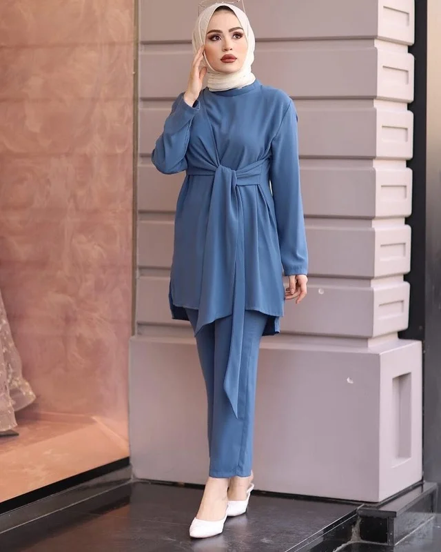 

Eid Two Piece Muslim Sets Women Abaya Turkey Hijab Dress Caftan Moroccan Kaftan Islam Clothing Abayas Musulman Ensembles Ramadan