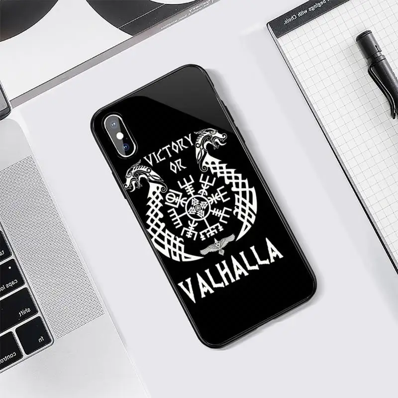 

Viking Vegvisir Odin Nordic Phone Case Tempered glass For iphone 5C 6 6S 7 8 plus X XS XR 11 PRO MAX