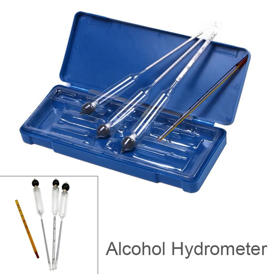 

3Pcs/set Alcohol Hydrometer Alcohol Meter Tester Wine Concentration Meter Vodka Whiskey Vintage Tools Bar Set Thermometer Tool