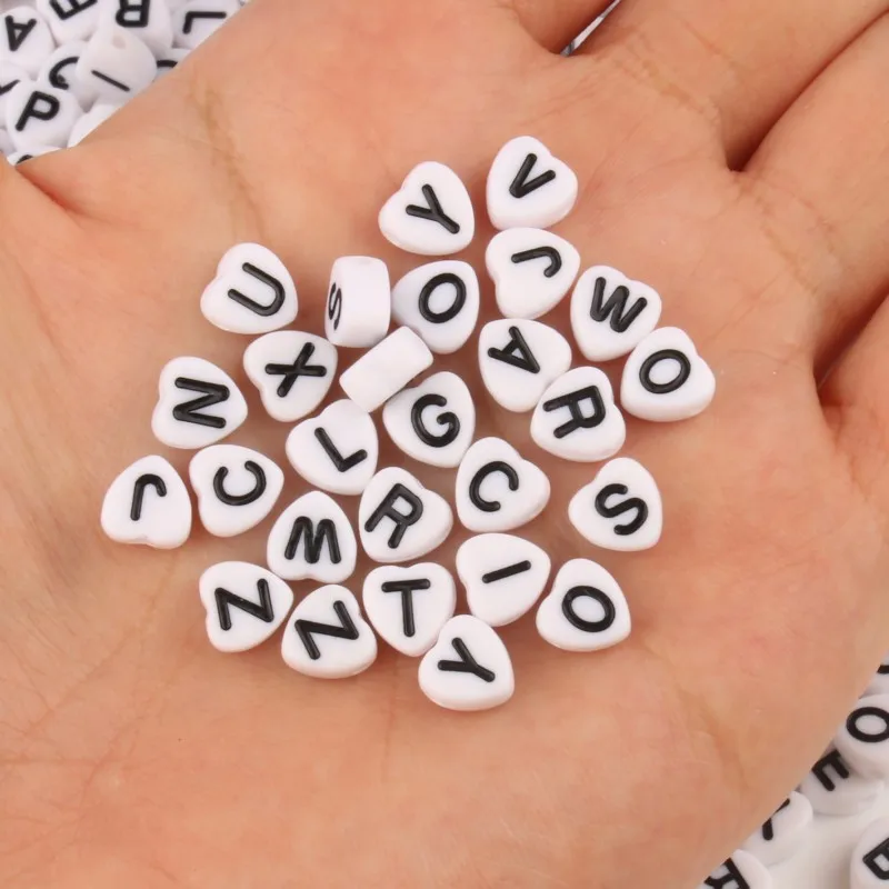

Mixed Color Love Heart Acrylic Beads Alphabet Loose Spacer Beads For Jewelry Making Handmade DIY Bracelet Necklace Accessories