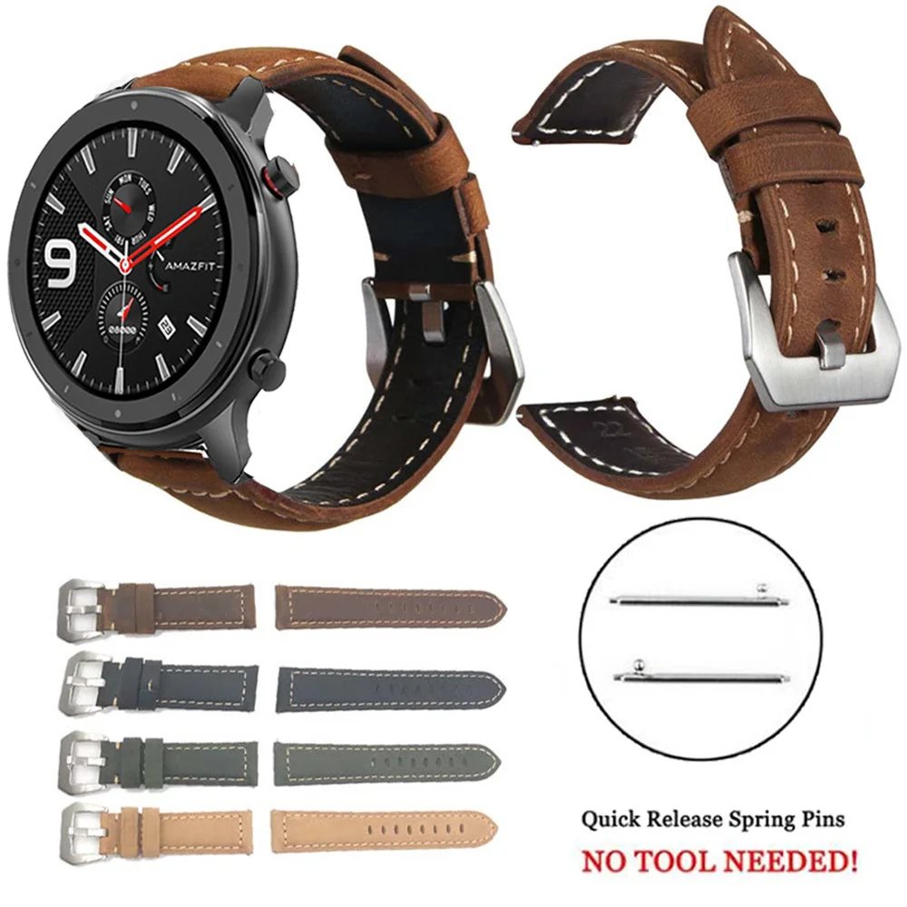 Crazy Horse ремешок из натуральной кожи для Huami Amazfit GTR 47 мм Смарт часы замена Браслет