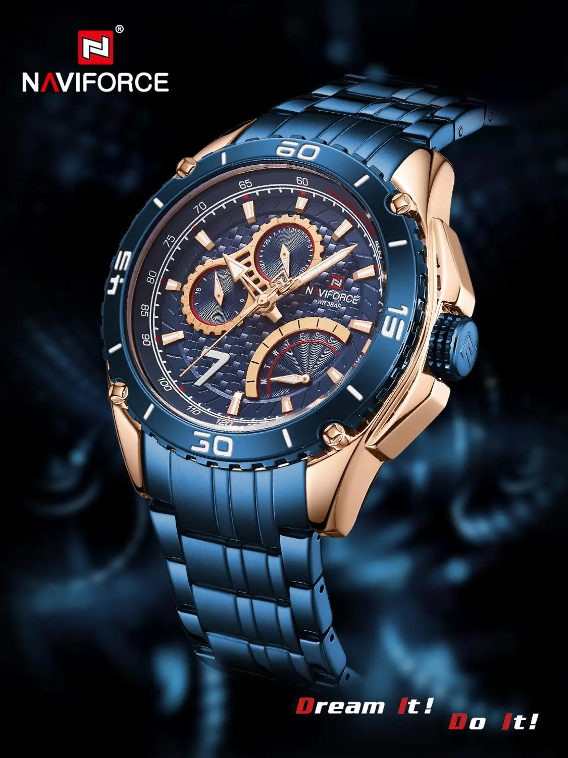 

Часы наручные NAVIFORCE мужские спортивные, водонепроницаемые брендовые Роскошные, 2020