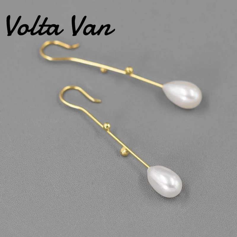 

Volta Van 925 Sterling Silver Drop Earrings Freshwater Pearls Pendientes Plata 2022 New Fine Jewelry Elegant Concise Earrings