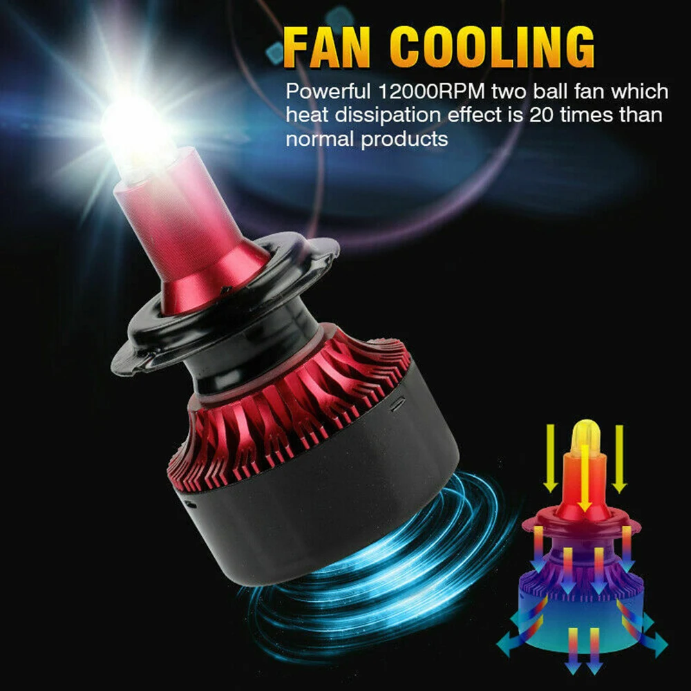 2x 8 сторонний H11 H9 H8 светодиодный светильник на голову лампы противотуманный