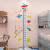 cartoon space universe height measure wall sticker for childrens room mural growth record ruler stickers growth chart decals 1p