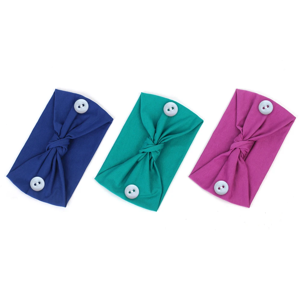 Женская летняя повязка на голову с пуговицами хлопковая бандана для волос