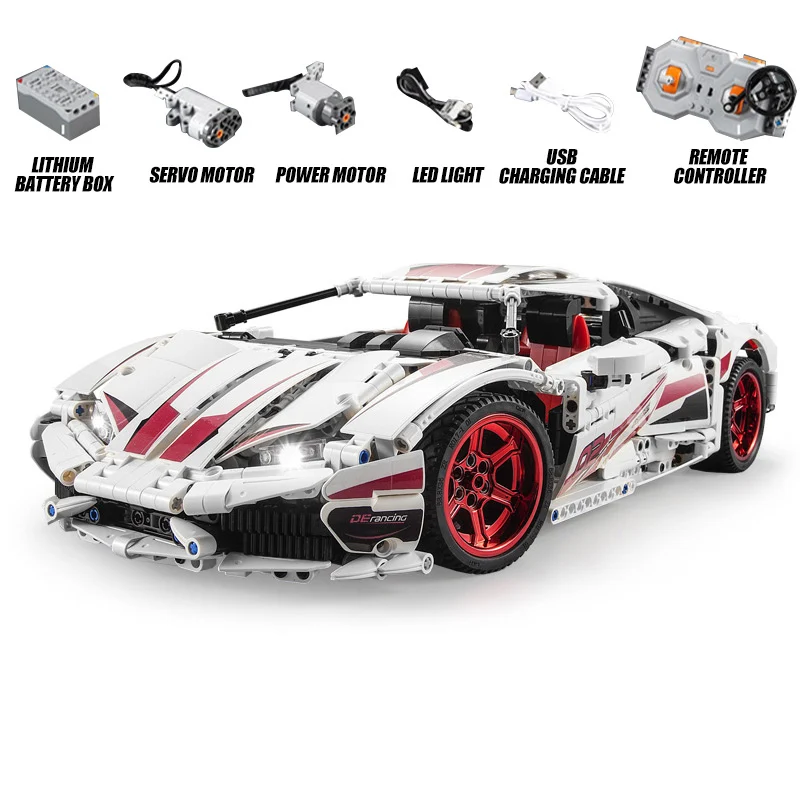 With motor C61018 1696 шт Tehnic Машинки Игрушки Huracan супер-автомобиль сборные машинки модели детские рождественские игрушки строительные блоки кирпичи - Цвет: With motor