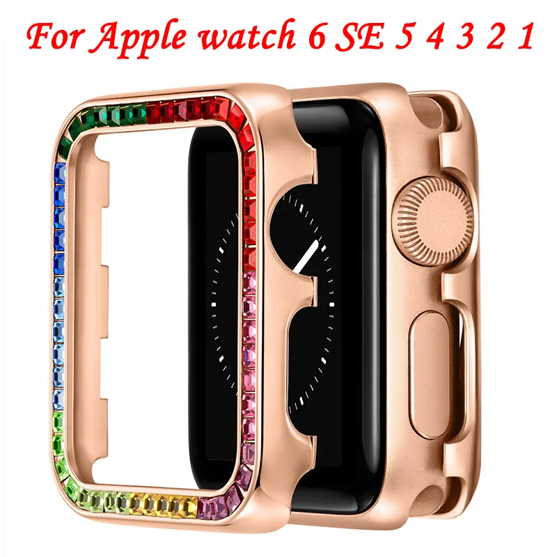 

Алмазный защитный чехол для Apple Watch, чехол 44 мм 42 мм 40 мм 38 мм, бампер из сплава, великолепная рамка, совместимая с серией 6 SE 5 4 3 2