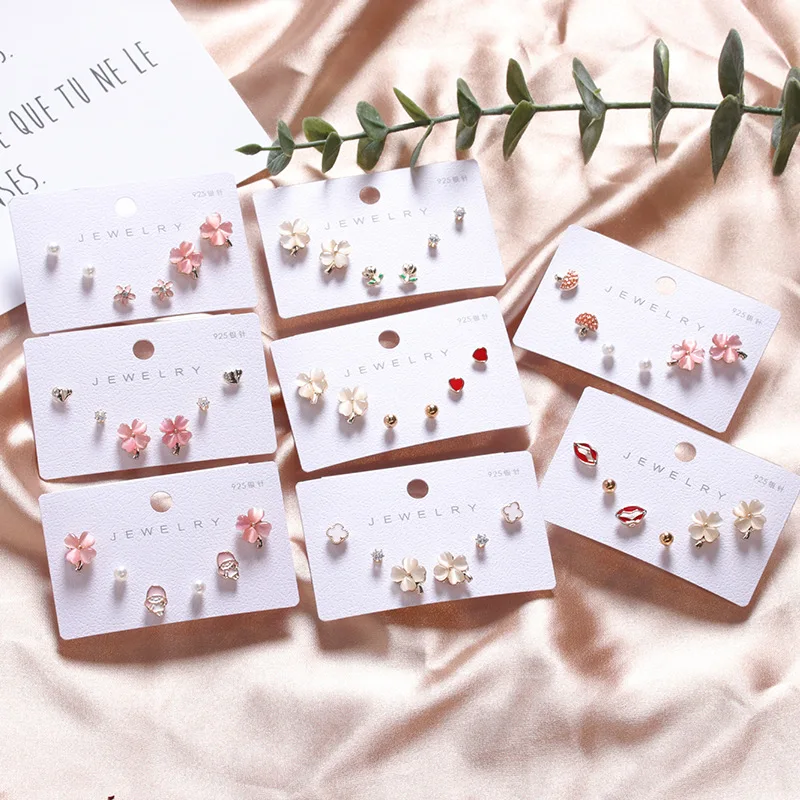 

2021 New 3/pcs Korea Fashion Earrings for Women Floret Levreshouges 32 Optional Jewelry Wholesale Earrings Stud Earrings Jewelry