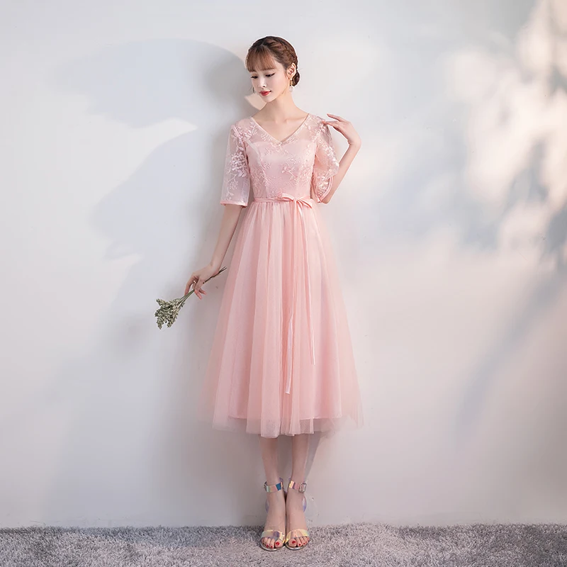 Женское платье длиной ниже колена элегантное для свадебной вечеринки Клубное