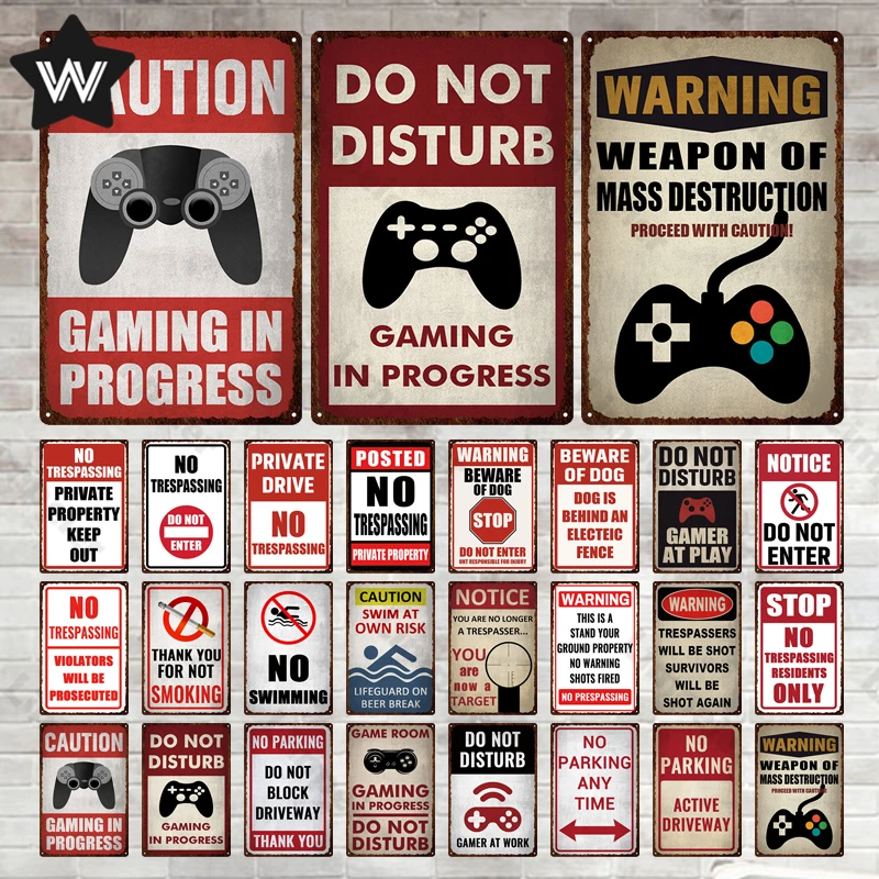 

Game Metal Sign Tin Plate Vintage Wall Stickers Metal Plaque Warning Retro Sign Metal Poster Shabby Sign for Man Cave Club Decor