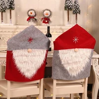 christmas chair back cover dining room santa hat chair covers table party decor new year supplies home decorations 5060cm