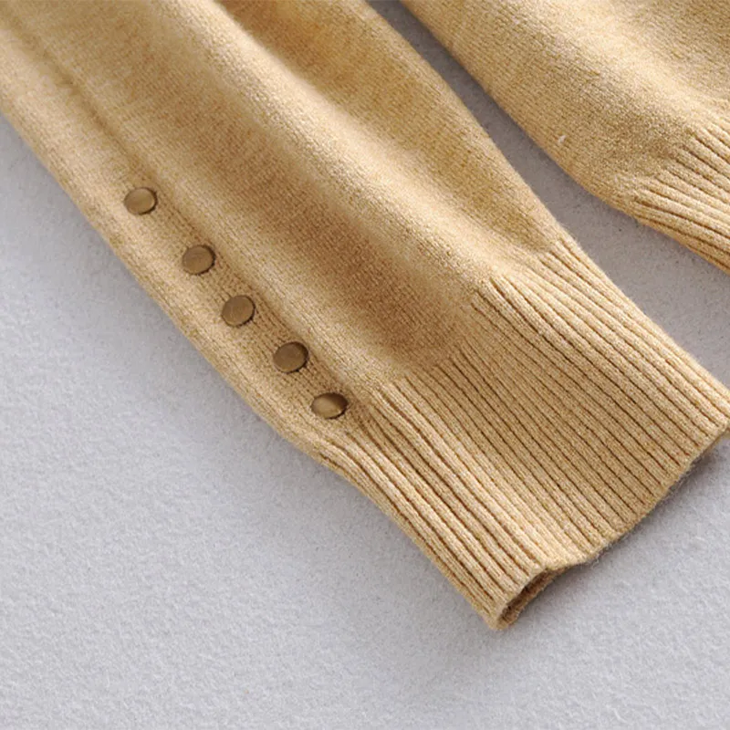 

Autumn Women Turtleneck Button Patchwork Sweaters 2020 Female Sweater Knit Long Sleeve Casual Streetwear Fashion Lady Jumper