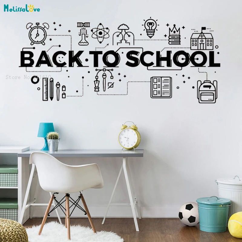 Большой Размеры Back to School Наклейка на стену винил Стикеры образования