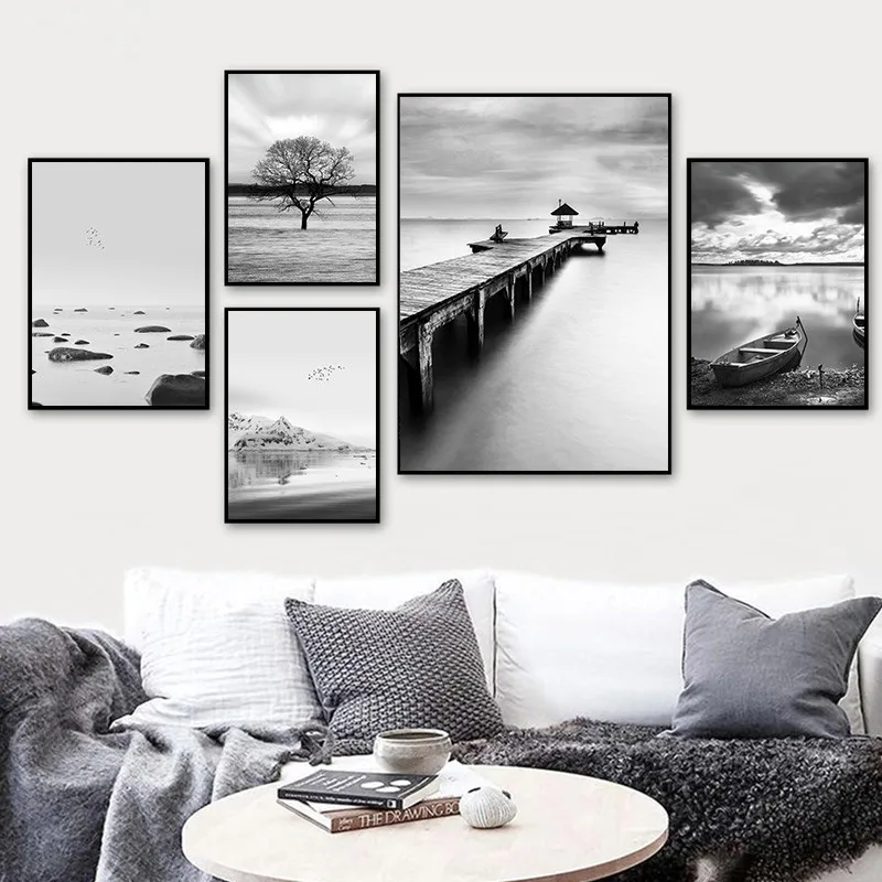 

Bridge Poster Black And White Wall Art Print Nordic Wall Poster Landscape Modern Minimalist Wall Pictures For Living Room HD2605