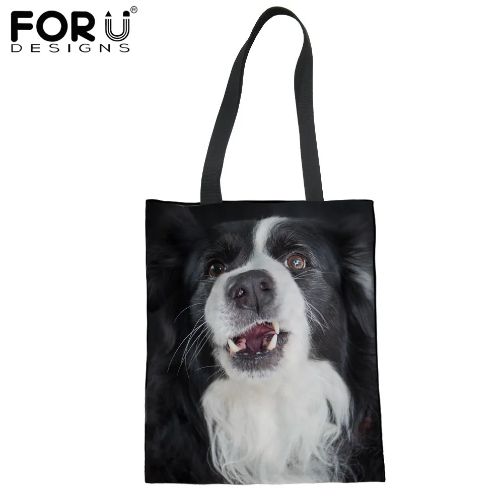 

Сумка FORUDESIGNS с рисунком собаки шнауцера, портативная женская сумка через плечо, складная сумка для покупок из переработанного материала, же...
