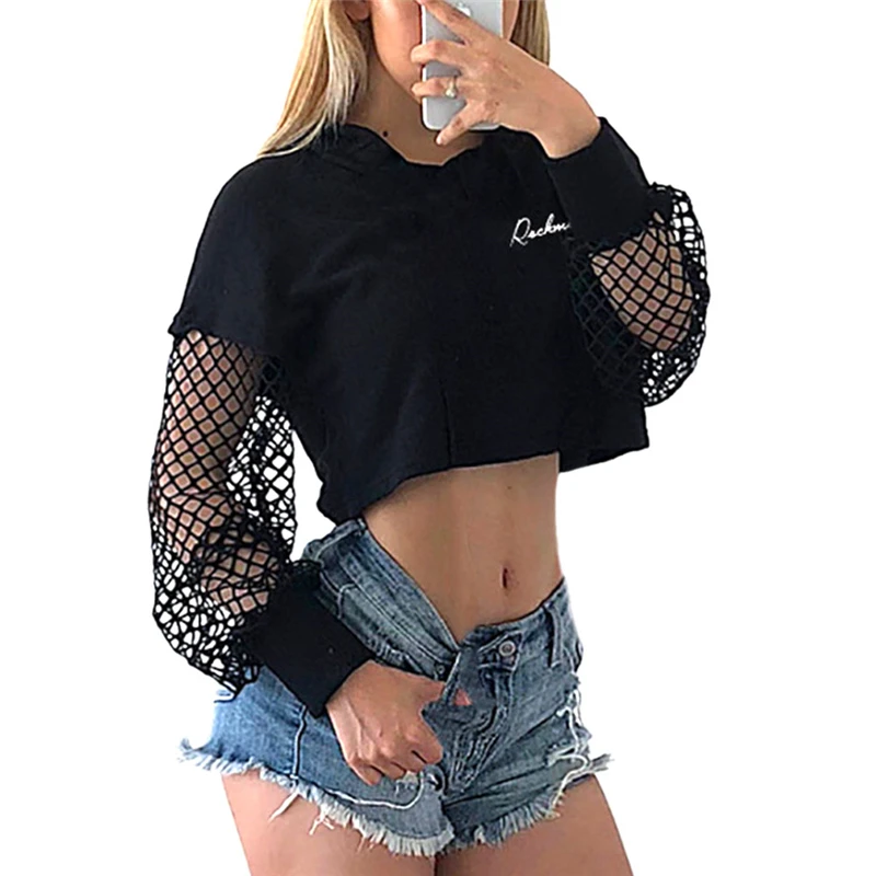 Толстовка Женская с длинным рукавом Модный черный джемпер в стиле пэчворк