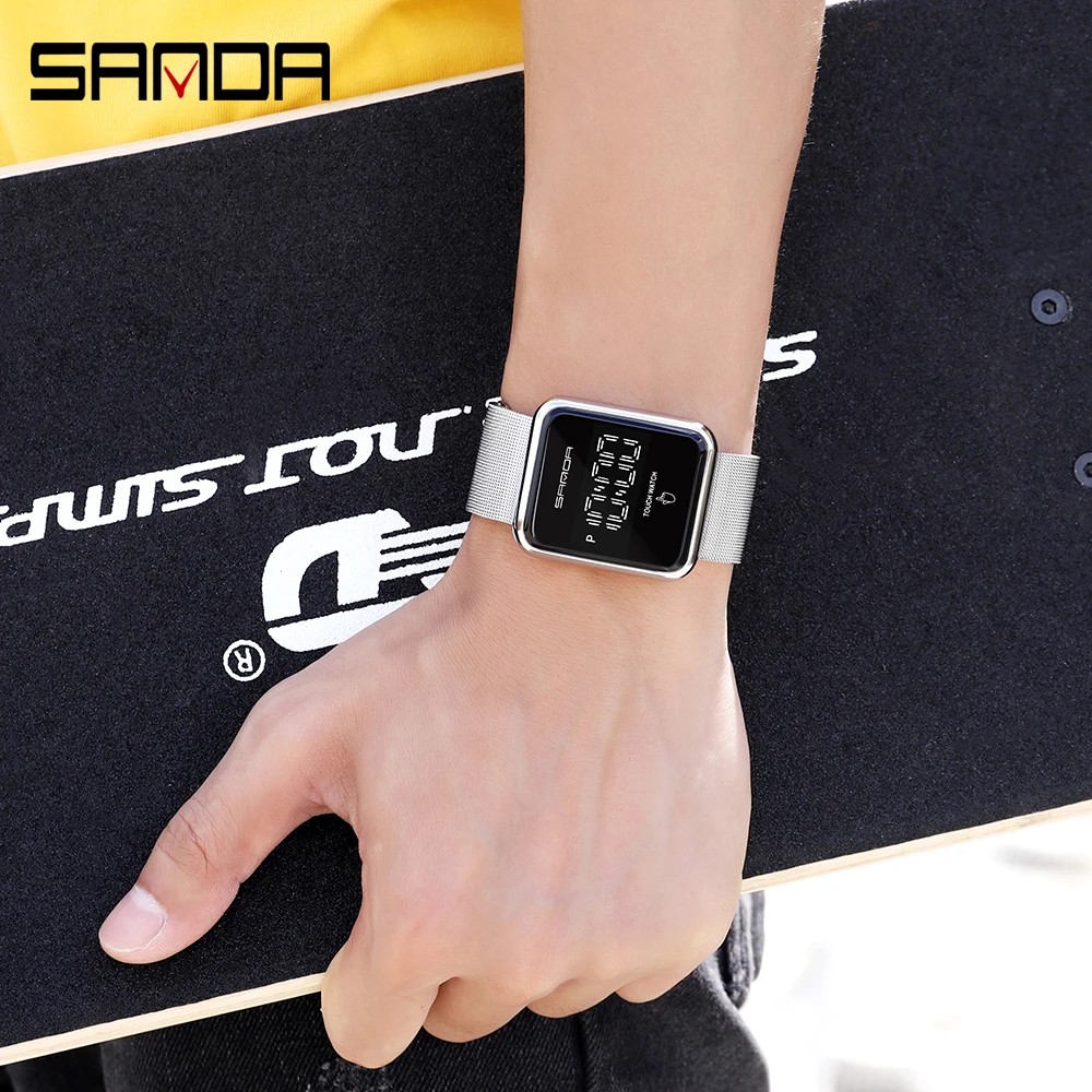 

SANDA Luxurious Men's Watches LED Display Touch Screen Digital Watch Waterproof Outdoor Sports Wristwatch Relogio Masculino 2021