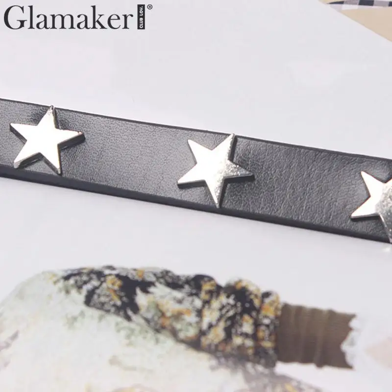 Glamaker Star женский широкий ремень для платья из искусственной кожи черный широкий пояс для женщин Винтажный пояс в стиле ретро аксессуары корейский стиль