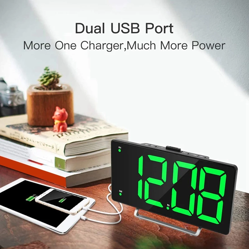LED Digital Display Dual Alarm With USB Charger Port For Seniors Simple Bedside Number Clocks Bedrooms | Дом и сад