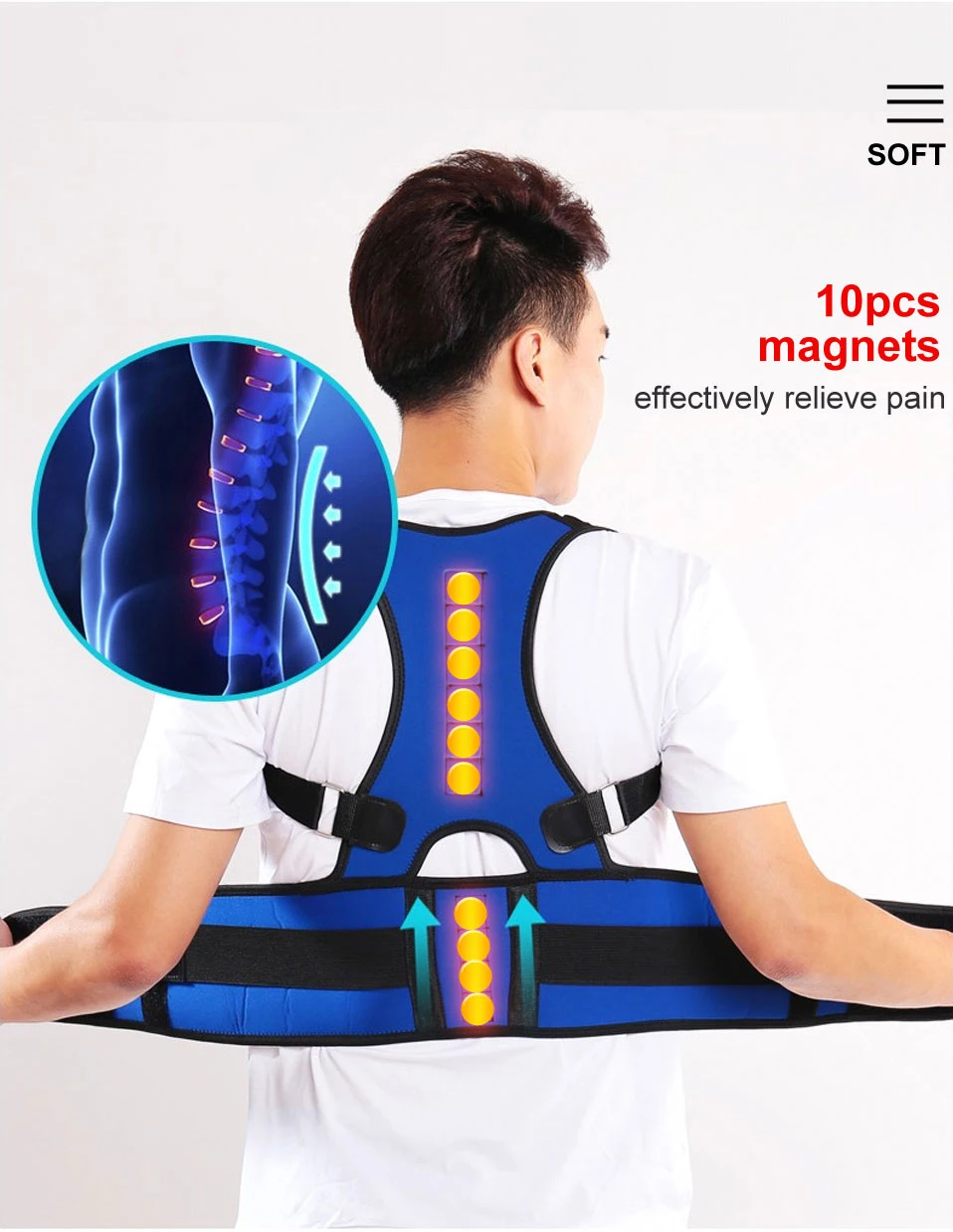 

Power Magnetic Posture Corrector Adjustable Elastic Support Belt Medical Shoulder Waist Back Brace Orthopedic Corset Pain Relief